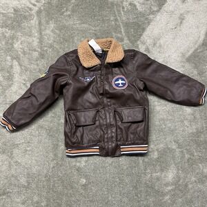Gymboree boys size 4t faux leather brown bomber jacket, Top Gun